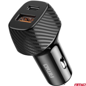 ΦΟΡΤΙΣΤΗΣ ΑΝΑΠΤΗΡΑ ΜΕ 2 ΘΥΡΕΣ USB-A QUICK CHARGE+USB-C 20W ΜΑΥΡΟ