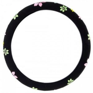 Κάλυμμα τιμονιού - 2017 - M - 38cm μάυρο με λουλούδια