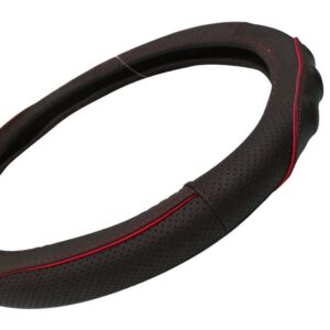 Κάλυμμα τιμονιού 578 - M 38cm γνήσιο δέρμα - Μαύρο/Κόκκινο