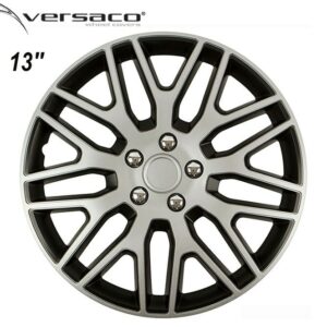 Τάσια ζαντών 13'' Dakar NC Ασημί/Μαύρο Με Μπουλόνια Χρωμίου Versaco