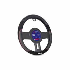 Κάλυμμα τιμονιού μάυρο με κόκκινες ραφές 38cm SPARCO